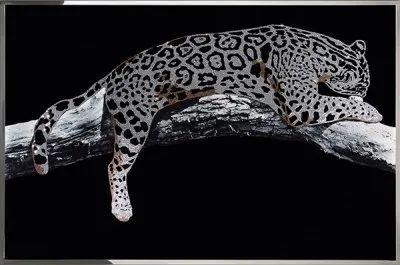 Лот: 21291349. Фото: 1. Картина Серебряный леопард с кристаллами... Произведения