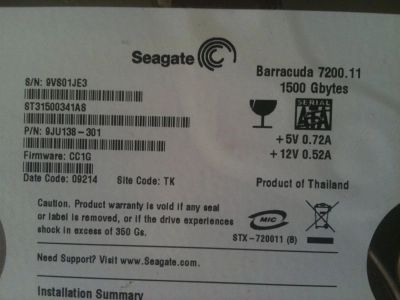 Лот: 3199905. Фото: 1. HDD 1,5 Tb Seagate barracuda 7200... Жёсткие диски