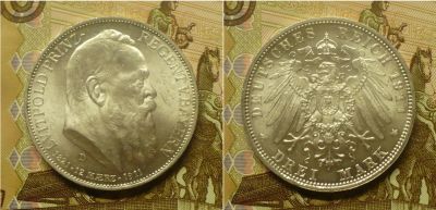 Лот: 18796585. Фото: 1. Бавария 3 марки 1911 г. Германия и Австрия
