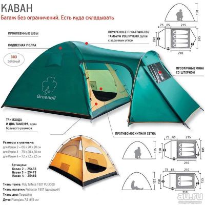 Лот: 13796887. Фото: 1. Палатка Greenell Nova tour "Каван... Палатки, тенты