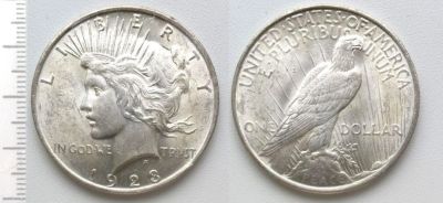 Лот: 8272646. Фото: 1. США. 1 доллар 1923 (серебро... Америка
