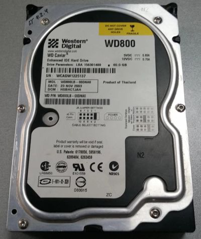 Лот: 5317247. Фото: 1. Жёсткий диск 80 ГБ, IDE, Western... Жёсткие диски (HDD)