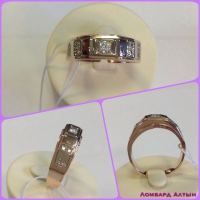 Лот: 4317315. Фото: 1. Золотая печатка 585 пробы с фианитами... Кольца, перстни