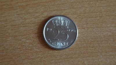 Лот: 24006660. Фото: 1. Нидерланды 25 центов 1966. Европа