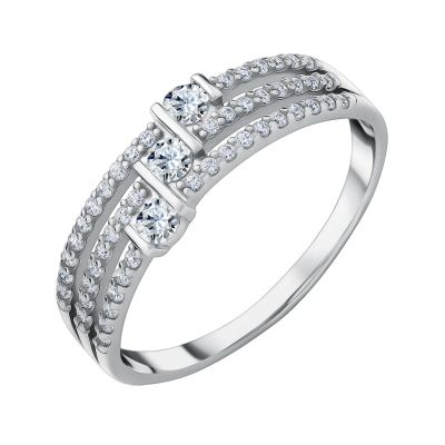 Лот: 23844314. Фото: 1. Серебряное кольцо с фианитами... Кольца, перстни