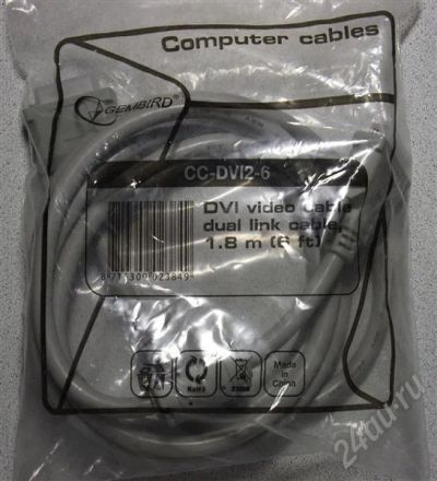 Лот: 649143. Фото: 1. Кабель Gembind DVI-D Dual-link... Шнуры, кабели, разъёмы