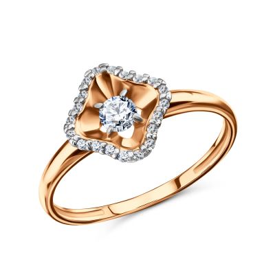 Лот: 23882216. Фото: 1. Золотое кольцо с кристаллом SWAROVSKI... Кольца, перстни