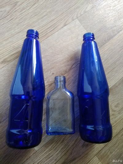 Лот: 16680502. Фото: 1. Бутылка. Синее стекло... для поделок... Контейнеры, банки