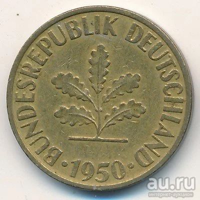 Лот: 8814511. Фото: 1. 10 пфеннигов 1950 года м/двора... Германия и Австрия