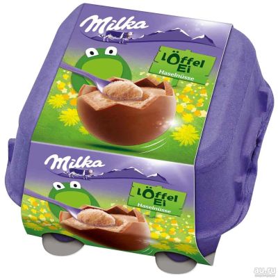 Лот: 13442686. Фото: 1. Шоколадные яйца "Milka" ореховая... Шоколад, конфеты