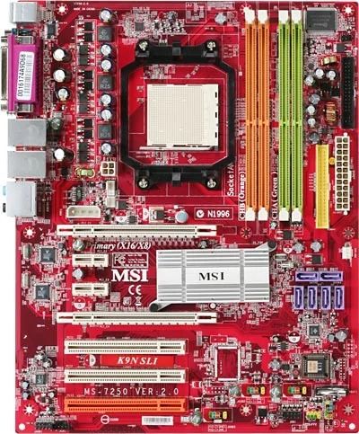 Лот: 3289873. Фото: 1. Мать MSI MS-7250 K9N SLI SocketAM2... Материнские платы
