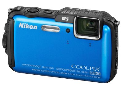 Лот: 4654426. Фото: 1. Фотокамера Nikon AW120 Blue 16Mpx... Цифровые компактные