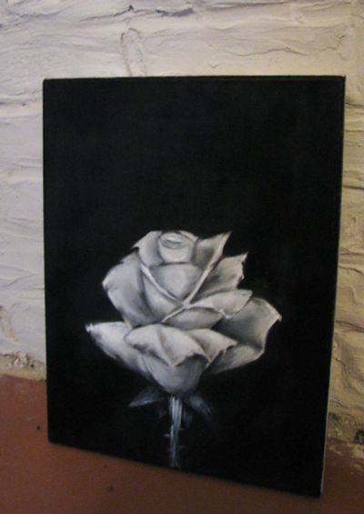 Лот: 12666926. Фото: 1. Роза белая,картина маслом. Картины, рисунки