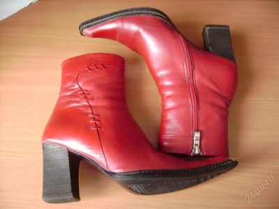 Лот: 935333. Фото: 1. Ботинки красные, нат .кожа, р... Ботинки, полуботинки
