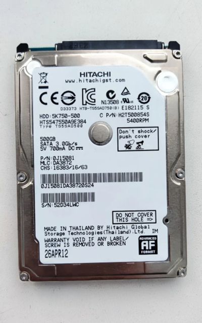 Лот: 21340375. Фото: 1. Жесткий диск Hitaschi 500 Gb. Жёсткие диски (HDD)