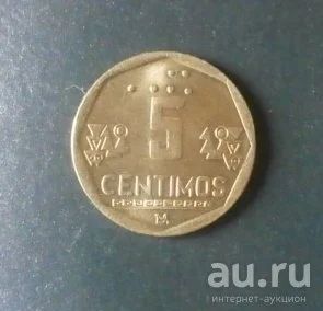 Лот: 13786649. Фото: 1. Перу 5 сентимо 1998. Америка
