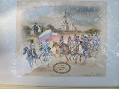 Лот: 14771523. Фото: 1. цветная литография Казаки на марше... Картины, гравюры