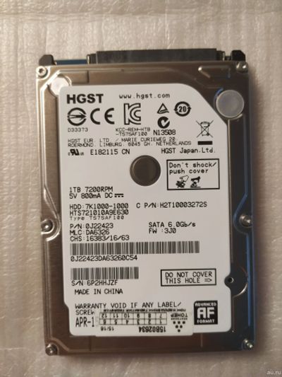 Лот: 14085614. Фото: 1. Жесткий диск HGST Travelstar 7K1000... Жёсткие диски (HDD)