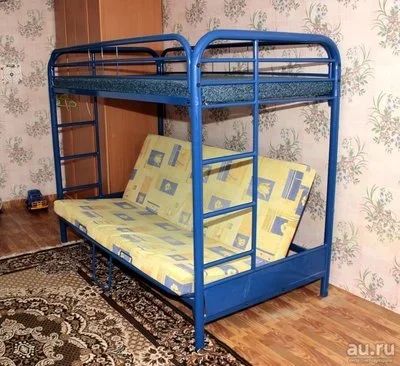 Лот: 9419808. Фото: 1. Двухъярусная кровать-диван (металлические... Детские кровати и кроватки