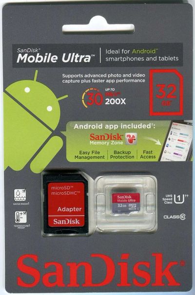 Лот: 4982942. Фото: 1. Карта памяти microsdhc SanDisk... Карты памяти