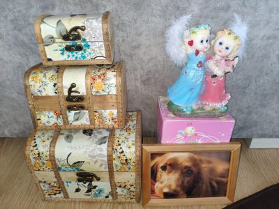 Лот: 14358263. Фото: 1. Сундук 3в1 + Ангел с подсветкой... Шкатулки