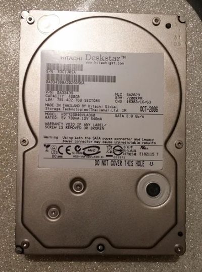 Лот: 5974640. Фото: 1. жесткий диск 400 Гб. Жёсткие диски (HDD)