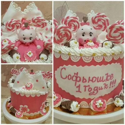 Лот: 11463782. Фото: 1. Торт на годик девочке. Торты, пирожные