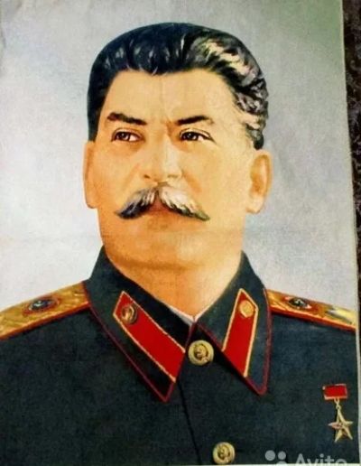 Лот: 13224785. Фото: 1. Гобелен Сталин тканный портрет. Другое (военная атрибутика)