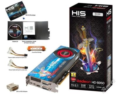 Лот: 6331260. Фото: 1. HIS Radeon HD 6950 2GB GDDR5.Второй... Видеокарты