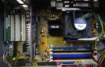 Лот: 11443575. Фото: 1. ASUS P4P800-X + Celeron 2.8GHz... Комплекты запчастей
