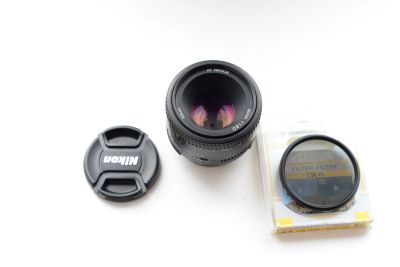 Лот: 8008878. Фото: 1. Nikon Nikkor 50/1.8d + поляризационный... Объективы