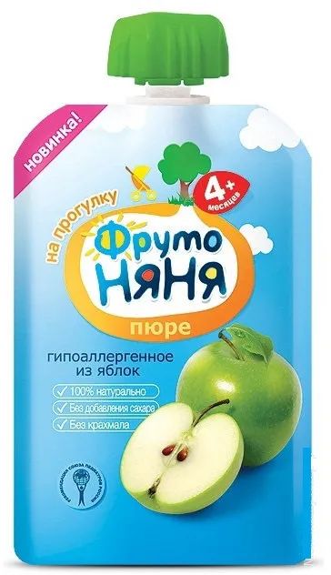 Лот: 23721444. Фото: 1. ФрутоНяня пюре Яблоко 90 г пауч. Лекарства