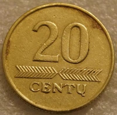 Лот: 8438336. Фото: 1. 20 центов 1999 Литва 20 centu... Европа