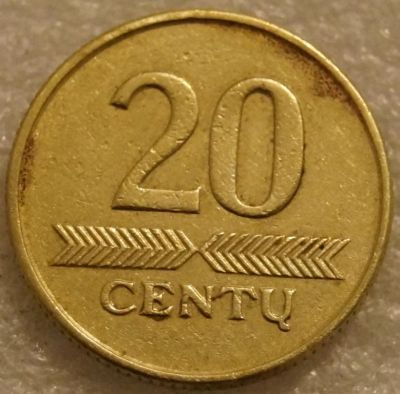 Лот: 8438336. Фото: 1. 20 центов 1999 Литва 20 centu... Европа