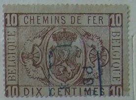 Лот: 10448688. Фото: 1. Бельгия 1879г ЖДмарка Used нс. Марки