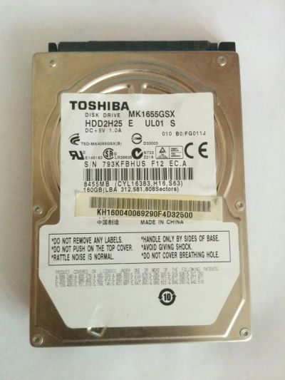 Лот: 7280075. Фото: 1. HDD Toshiba 160GB не определяется. Жёсткие диски (HDD)