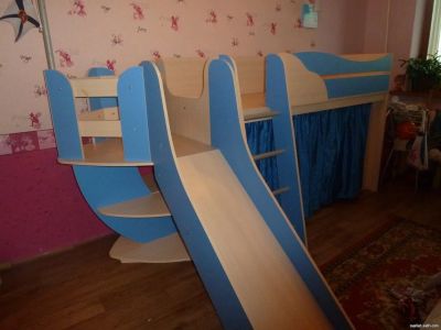 Лот: 9477685. Фото: 1. кровать-чердак "Корабль" с горкой... Детские кровати и кроватки