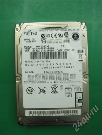 Лот: 453839. Фото: 1. HDD 2.5" Fujitsu 60Gb IDE. Жёсткие диски (HDD)