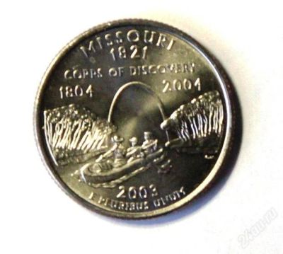 Лот: 2337114. Фото: 1. США, 25 центов 2003 г.Миссури... Америка