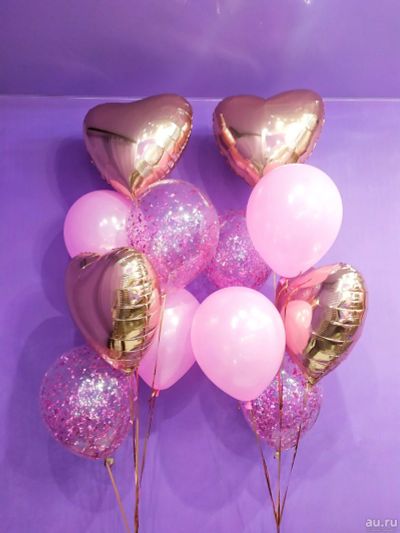 Лот: 15590647. Фото: 1. Фонтан из гелиевых шаров Розовое... Воздушные шары