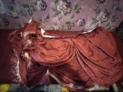 Лот: 25346627. Фото: 1. Бордовый ламбрекен на окно. Шторы, тюль