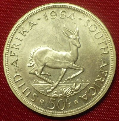 Лот: 11210399. Фото: 1. 50 центов 1964 года .ЮАР. Африка