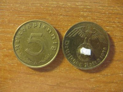 Лот: 11592434. Фото: 1. Германия 5 рейхспфеннигов 1938... Германия и Австрия