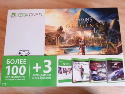 Лот: 11238372. Фото: 1. Xbox One S 1Tb, 1 геймпад, 8 игр... Игровые приставки, консоли