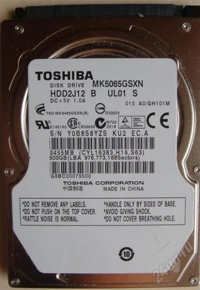 Лот: 2864705. Фото: 1. Жесткий диск Toshiba MK5065GSXN... Жёсткие диски