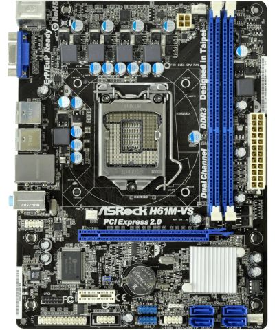Лот: 19659856. Фото: 1. ASRock H61M-VS. Материнские платы