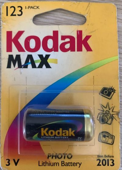 Лот: 15437470. Фото: 1. Батарейка Kodak MAX Lithium CR123. Батарейки, аккумуляторы, элементы питания