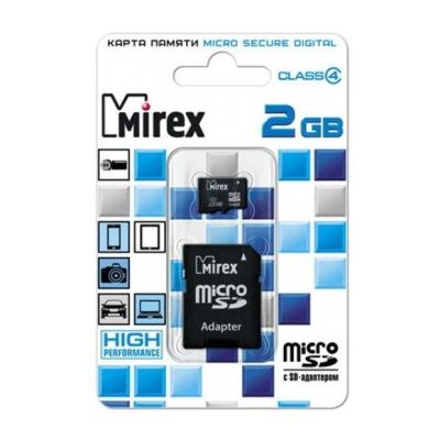 Лот: 11763615. Фото: 1. MicroSD 2 Gb MIREX+SD адаптер. Карты памяти