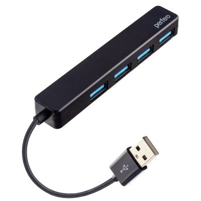 Лот: 25010303. Фото: 1. USB_Хаб 4xUSB Perfeo PF-H038 черный. USB хабы
