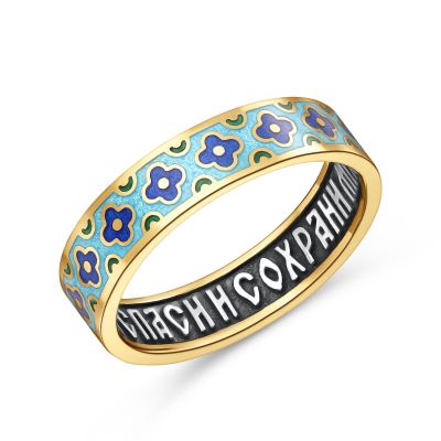 Лот: 23781301. Фото: 1. Серебряное кольцо с эмалью. Кольца, перстни